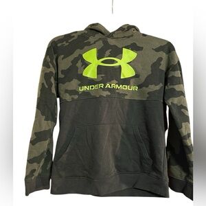 4/$10 Under Armour Green Camouflage Sweatshirt with Neon Logo